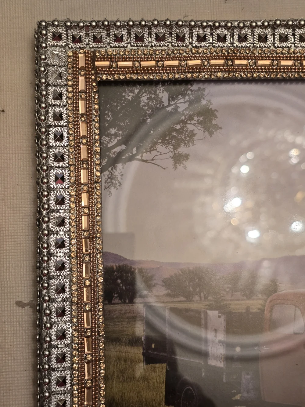 Rhinestone Embellished Gold Silver  Photo Frame - 8x10 New Handmade